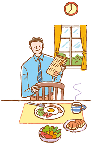 朝ごはんを食べる