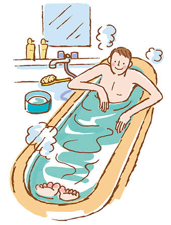 ぬるめのお風呂にゆっくりつかる