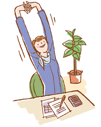 ちょっとした合間に体操をする